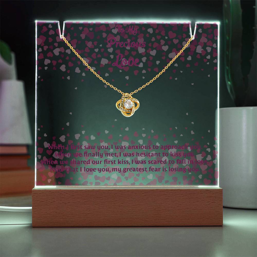 Endless Love: Keepsake Acrylic Plaque with Love Knot Necklace