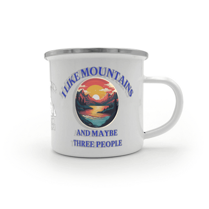 "I Like Mountains and Maybe Three People" Ceramic Camping Mug