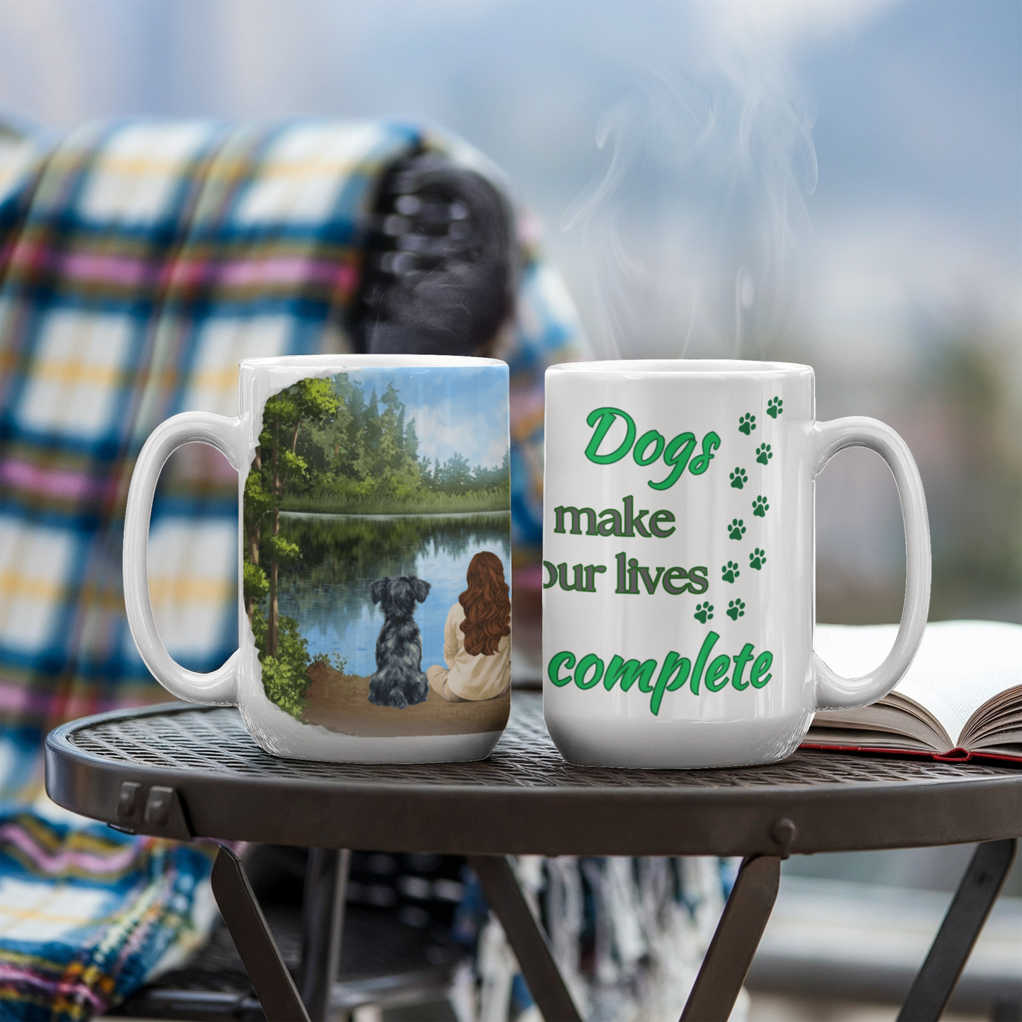 Customized "Dogs Make Our Lives Complete" White Ceramic Mug, 11 oz, 15 oz