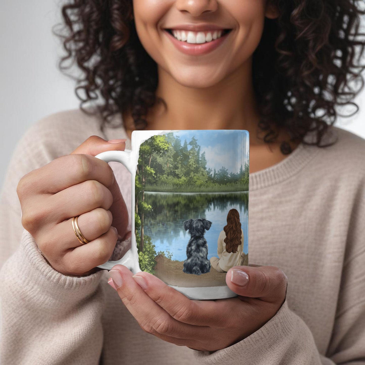 Customized "Dogs Make Our Lives Complete" White Ceramic Mug, 11 oz, 15 oz