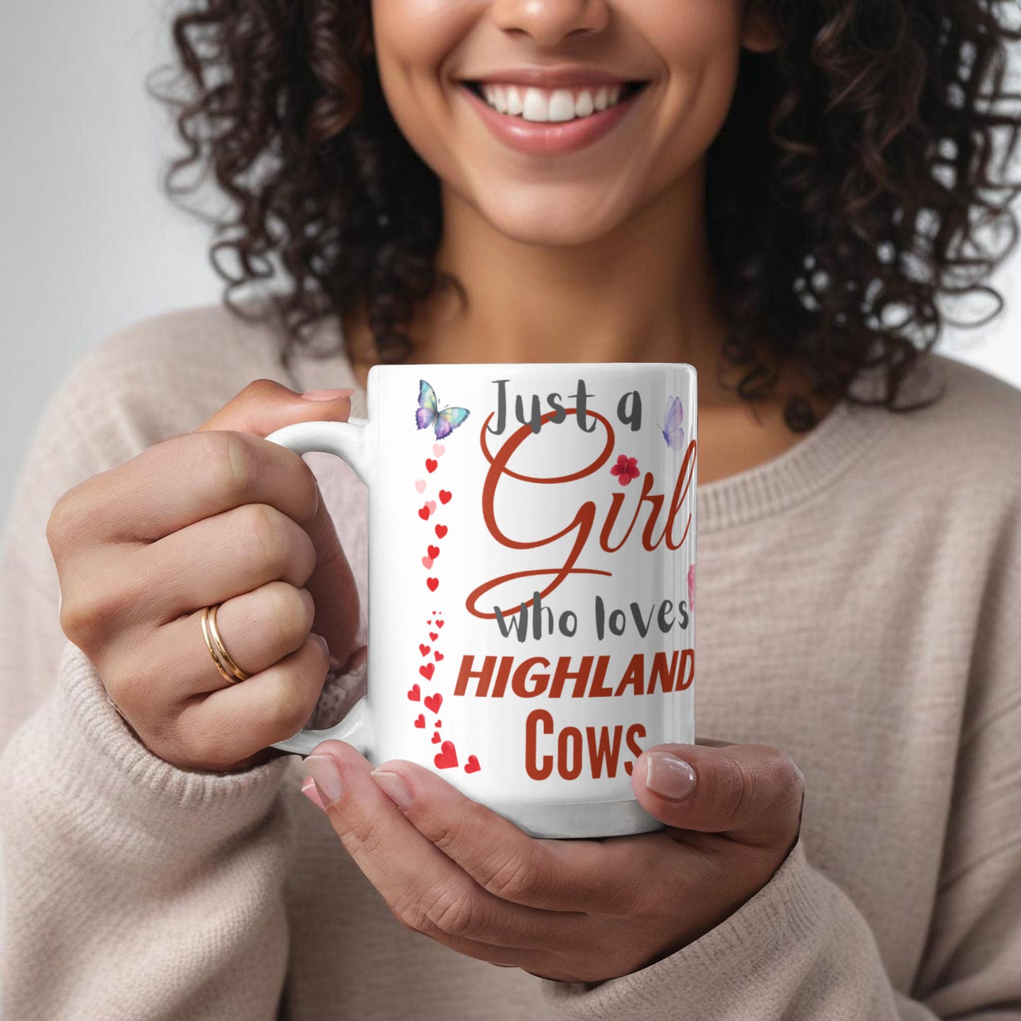 Highland Cow Lovers Custom Ceramic Mug - “Just a Girl Who Loves Highland Cows” Design