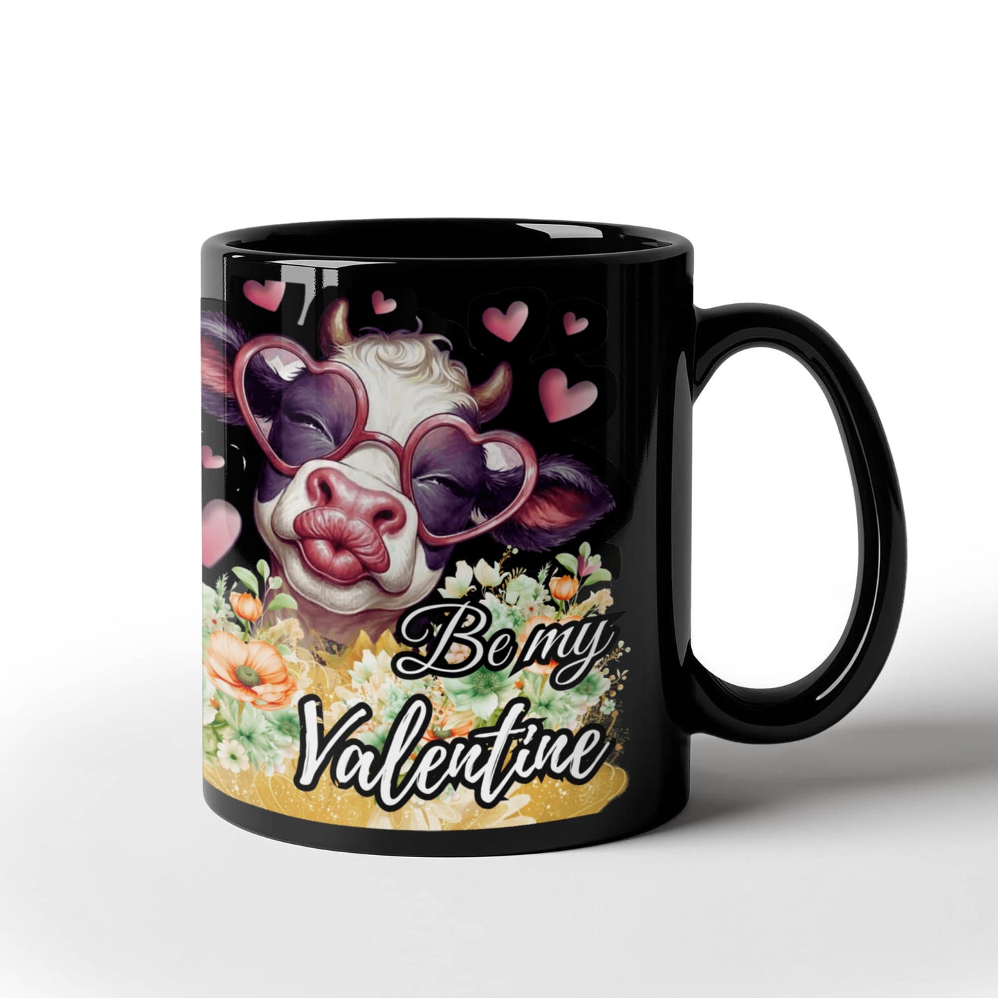 Humorous “ Be my Valentine” Cow Kisser Ceramic Mug, 11 oz, 15 oz