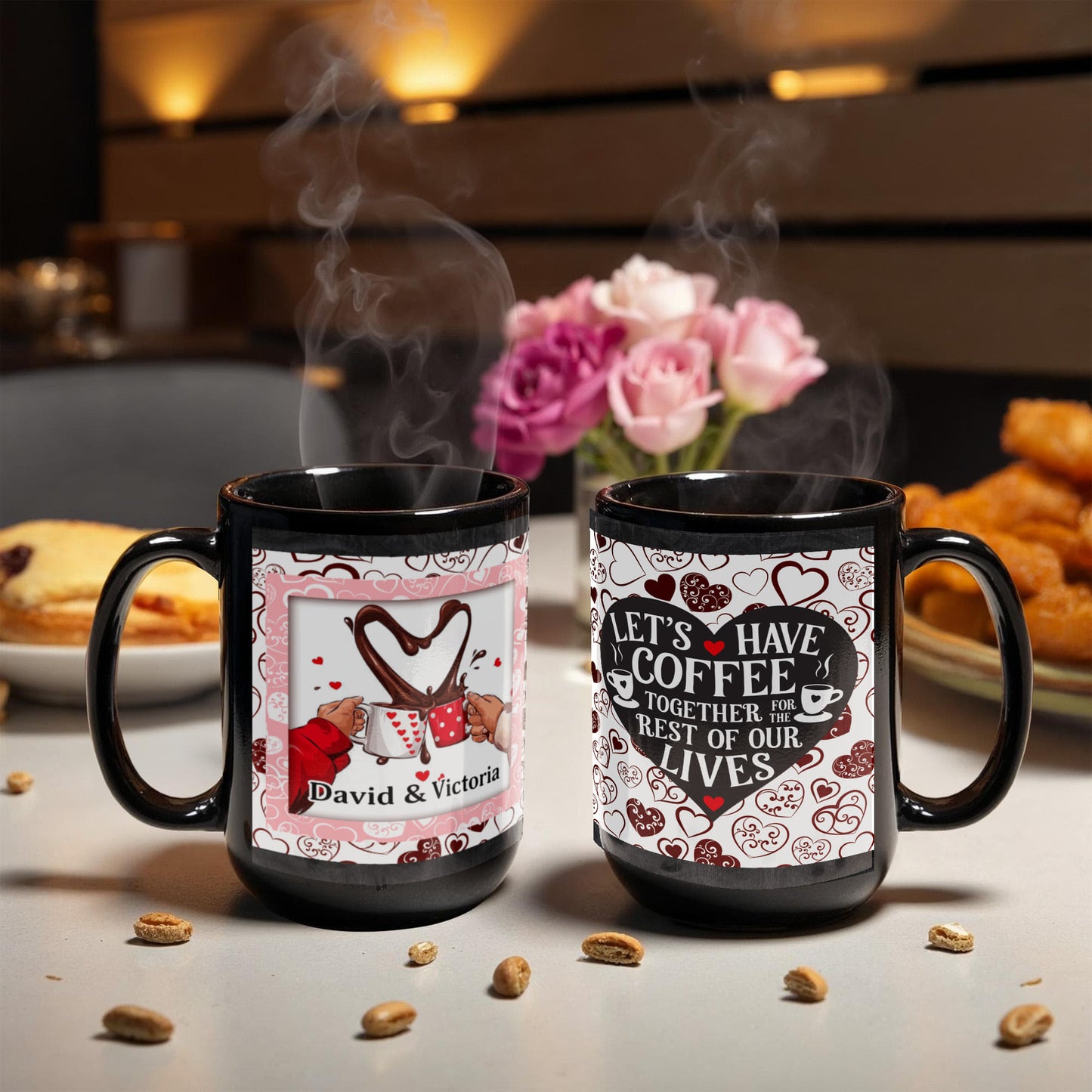 “Let's Have Coffee Together for the Rest of Our Lives” Personalized Ceramic Coffee Mug, 11 oz, 15 oz