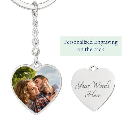 Luxury Personalized Photo Heart Keychain