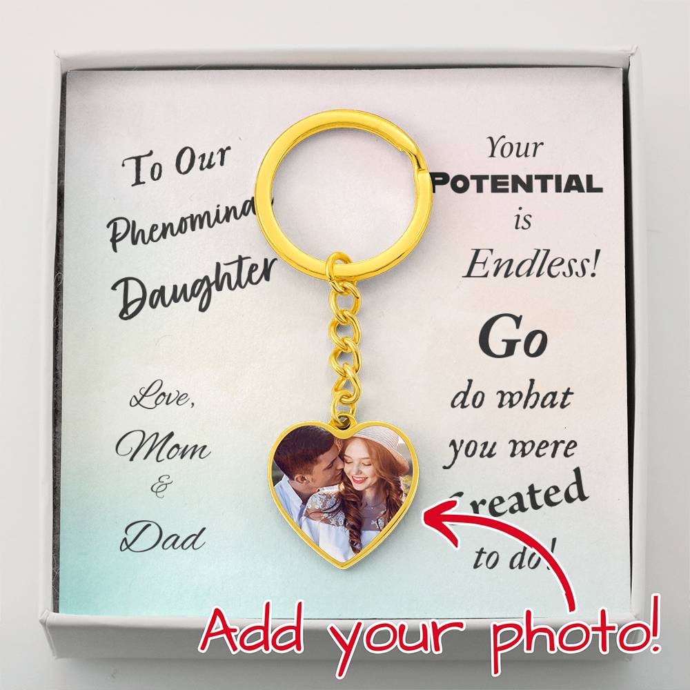Luxury Personalized Photo Heart Keychain