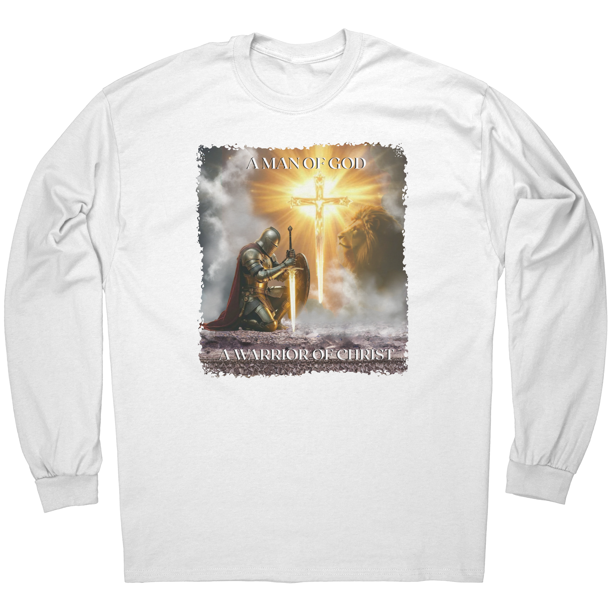 Religious Knight Shirt, Christian Warrior Tee, Inspirational Gift, Long Sleeve Faith Top, Spiritual Armor, Christian Apparel
