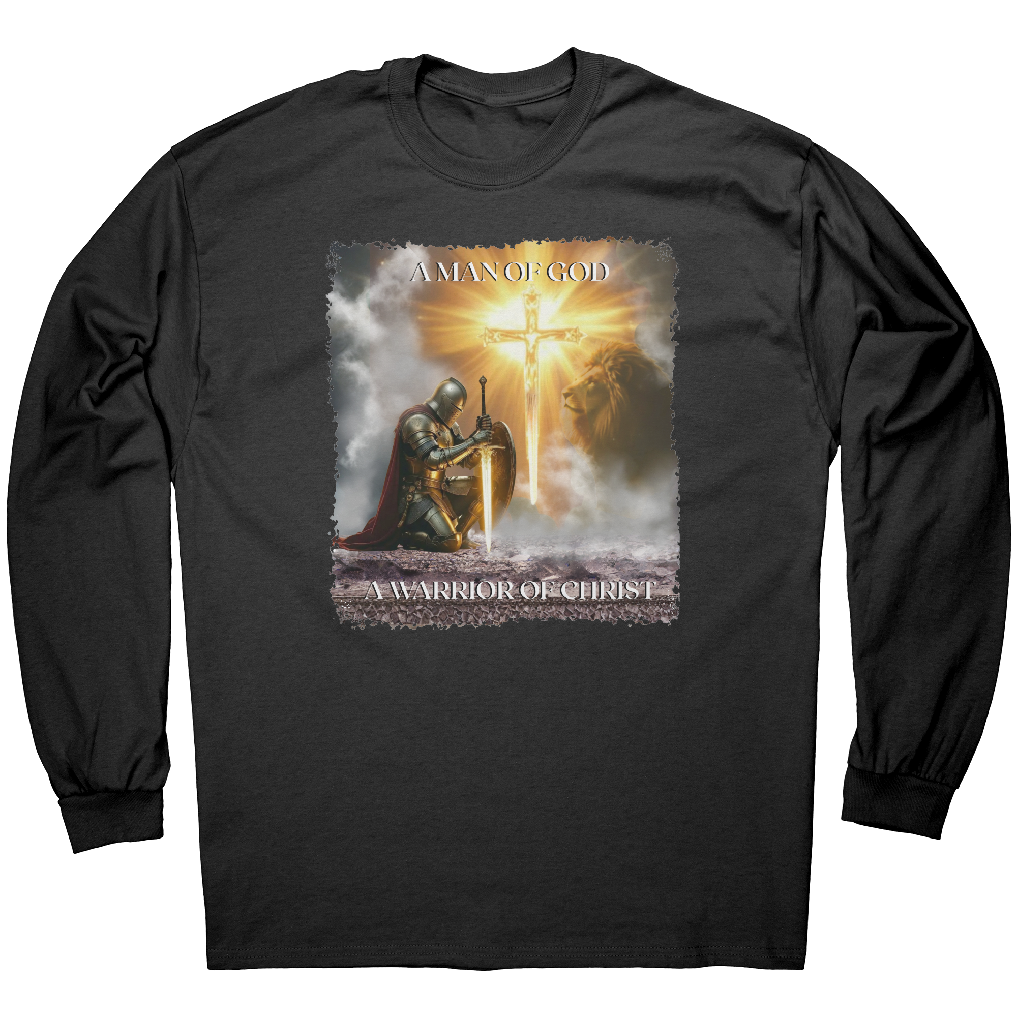 Religious Knight Shirt, Christian Warrior Tee, Inspirational Gift, Long Sleeve Faith Top, Spiritual Armor, Christian Apparel
