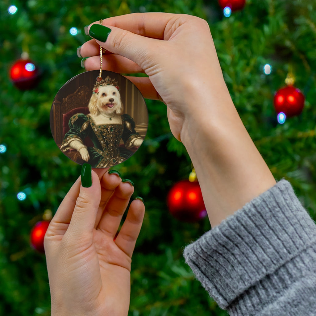 Custom Pet Ceramic Christmas Ornament, Personalized Tree Decoration, Unique Holiday Keepsake, Circle or Oval Shape, Gift for Pet Lover Family