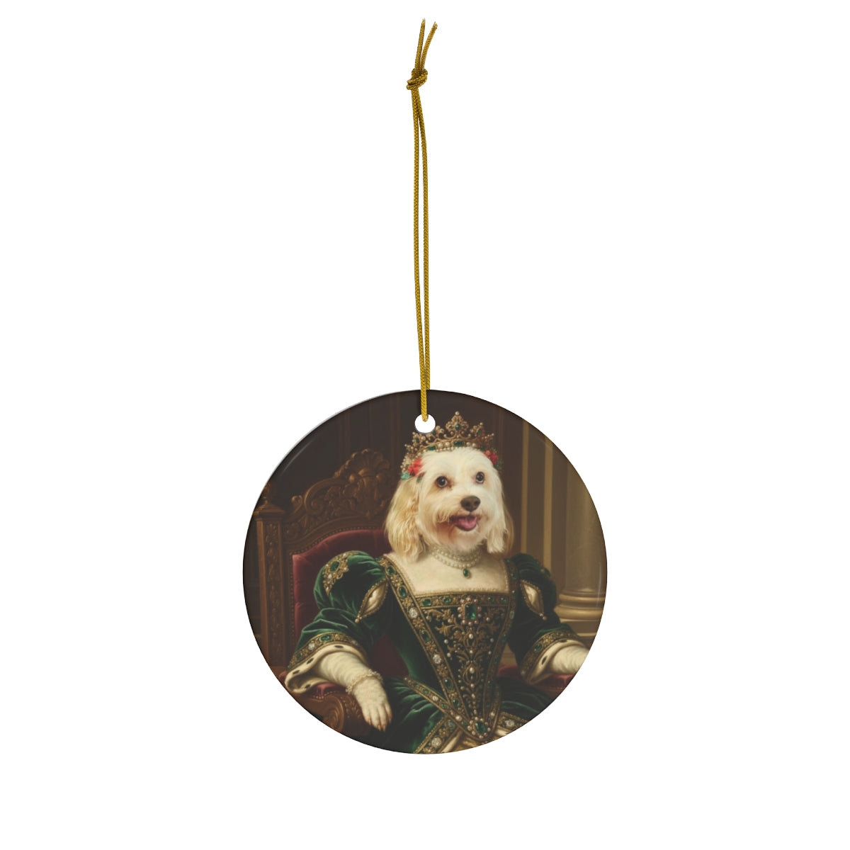 Custom Pet Ceramic Christmas Ornament, Personalized Tree Decoration, Unique Holiday Keepsake, Circle or Oval Shape, Gift for Pet Lover Family