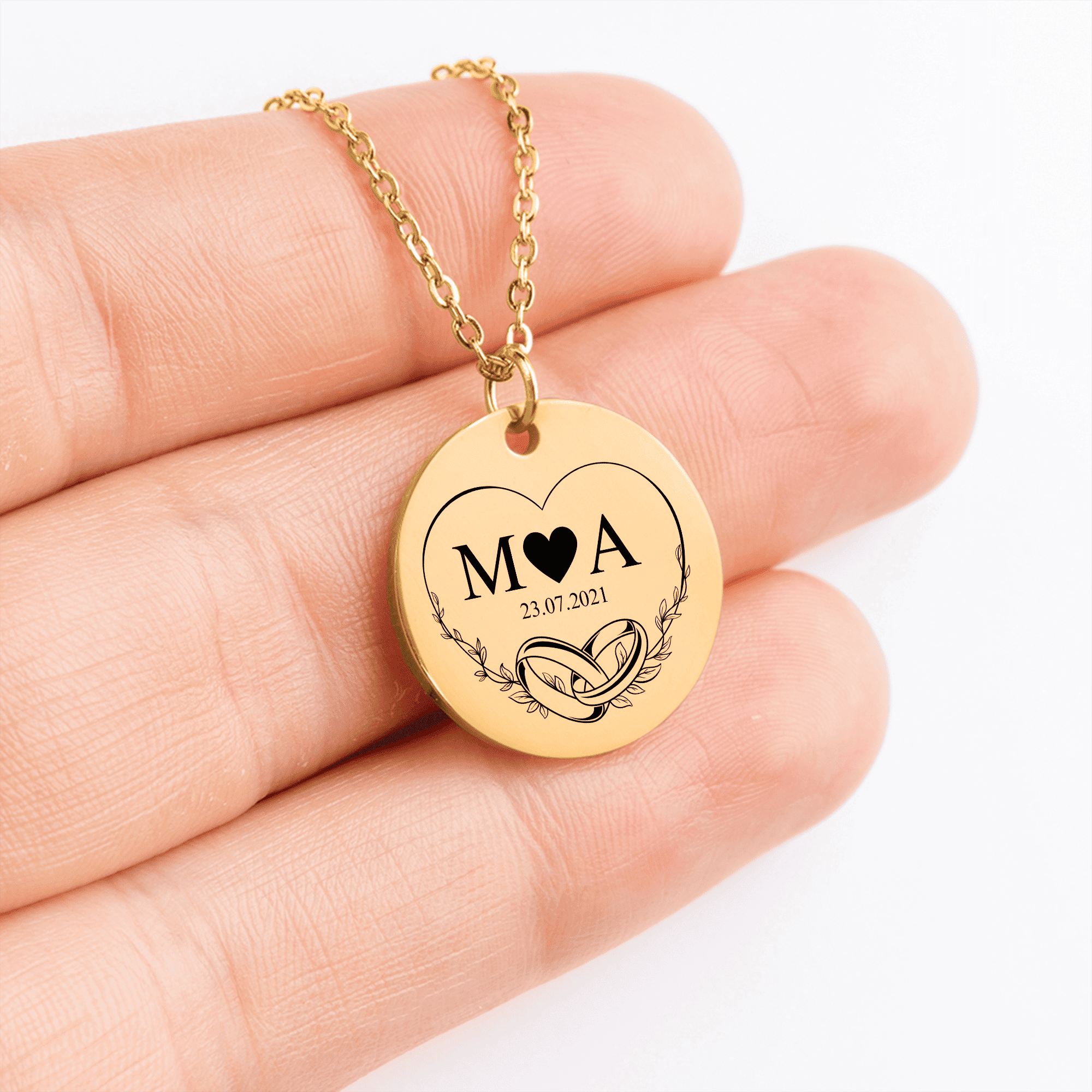 Eternal Love Initials Necklace— Personalized Pendant in Gold, Rose Gold, or Silver — Custom Engraved Keepsake Gift