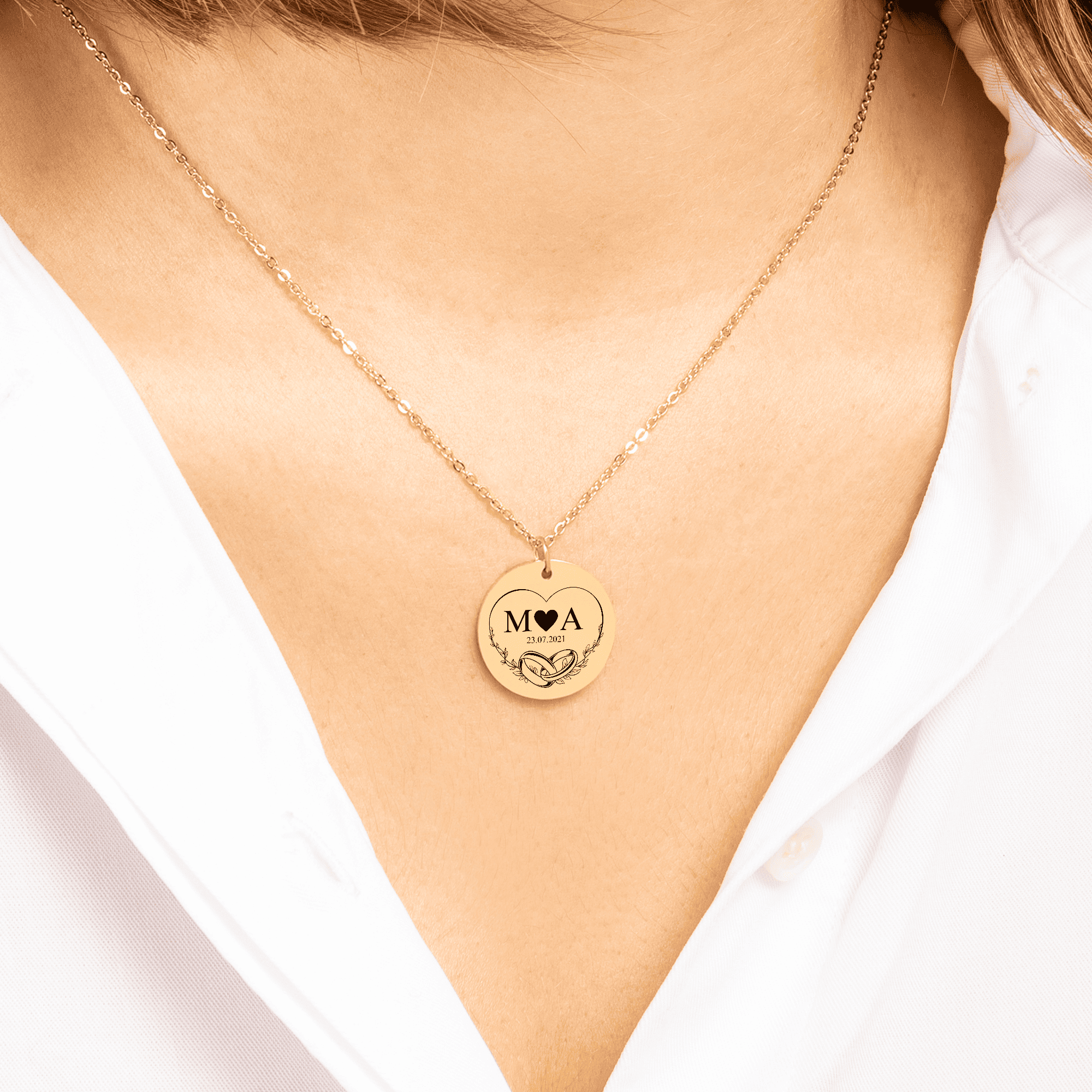 Eternal Love Initials Necklace— Personalized Pendant in Gold, Rose Gold, or Silver — Custom Engraved Keepsake Gift