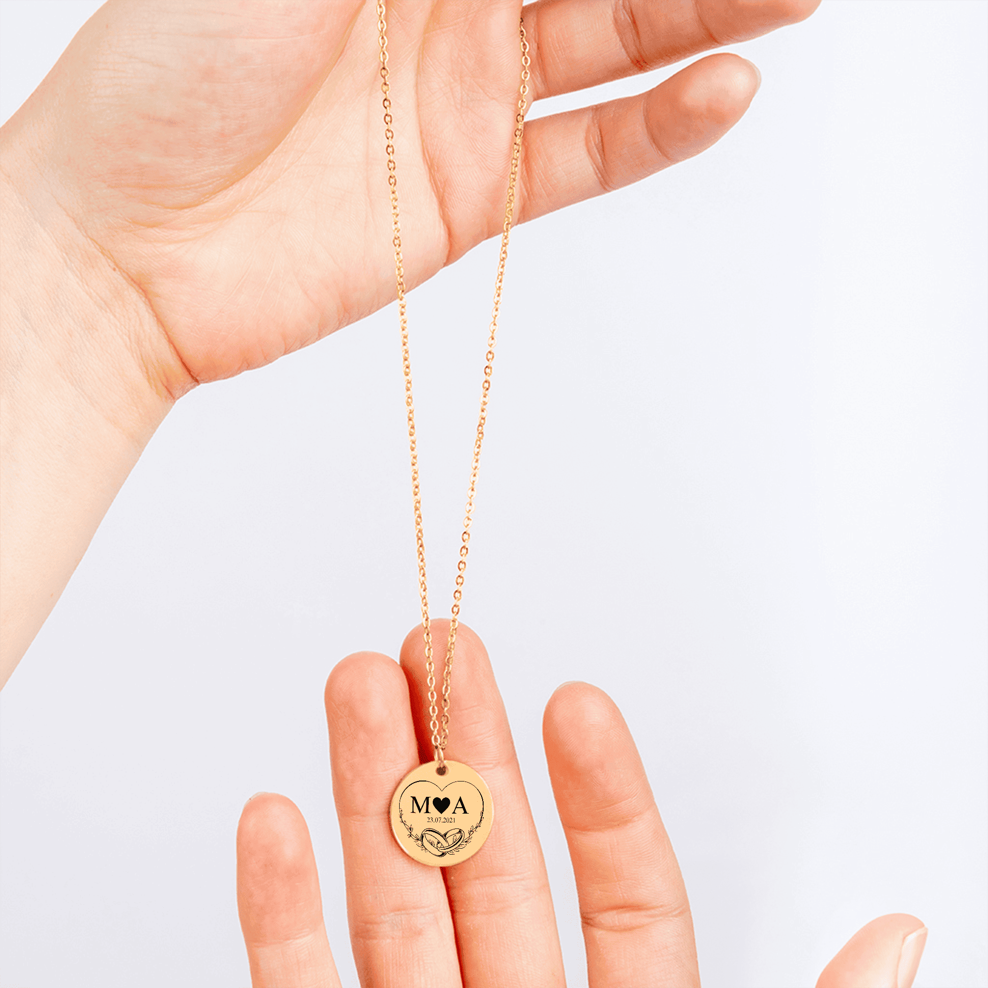 Eternal Love Initials Necklace— Personalized Pendant in Gold, Rose Gold, or Silver — Custom Engraved Keepsake Gift