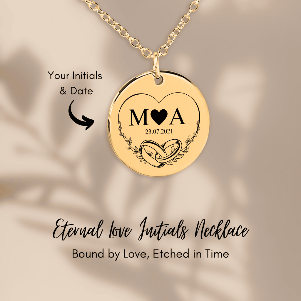 Eternal Love Initials Necklace— Personalized Pendant in Gold, Rose Gold, or Silver — Custom Engraved Keepsake Gift