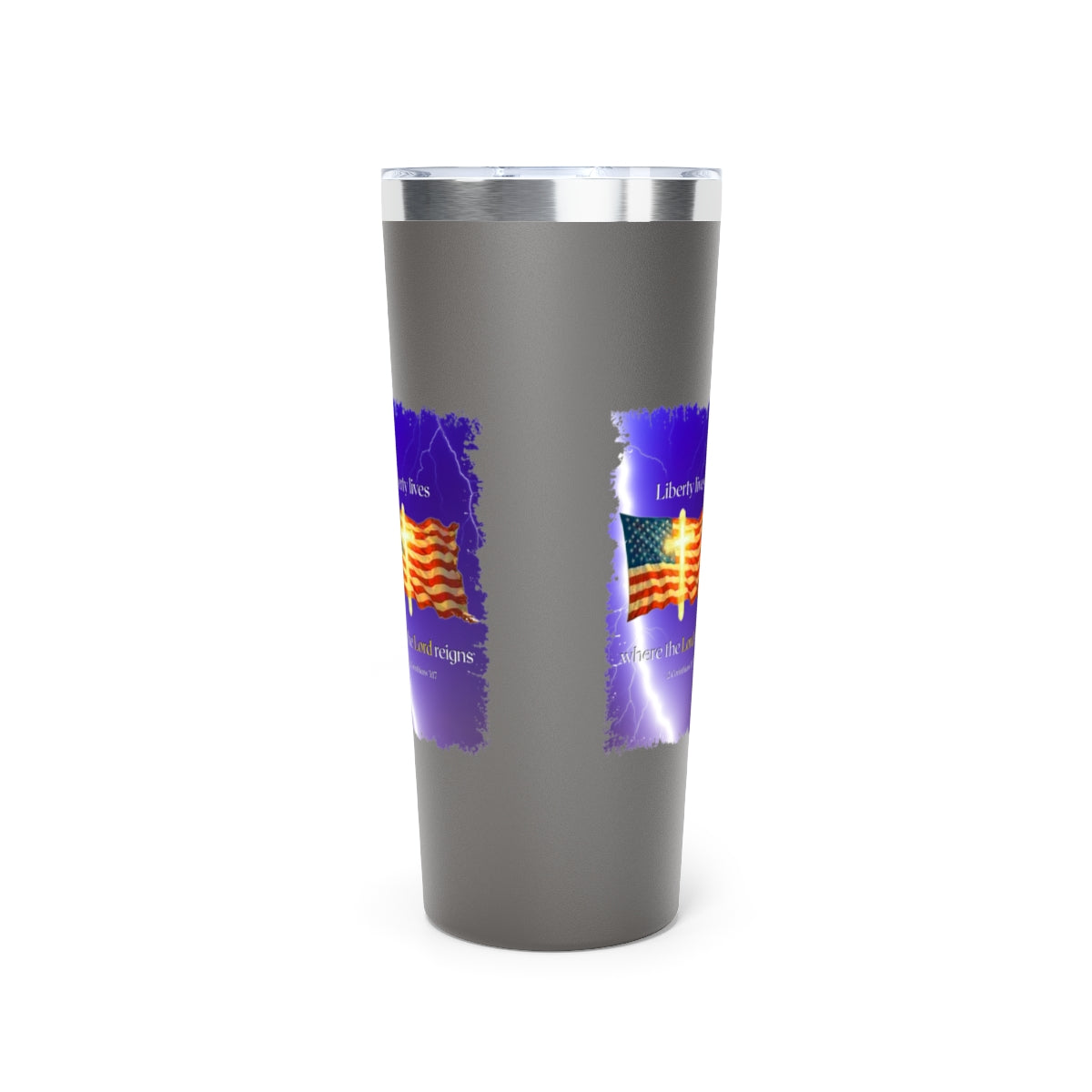 Personalized Tumbler with Cross and Flag Design, Double-Wall Copper Insulated, 22oz Stainless Steel, BPA-Free Drinkware