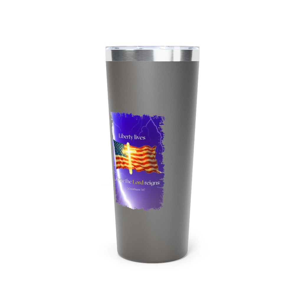 Personalized Tumbler with Cross and Flag Design, Double-Wall Copper Insulated, 22oz Stainless Steel, BPA-Free Drinkware