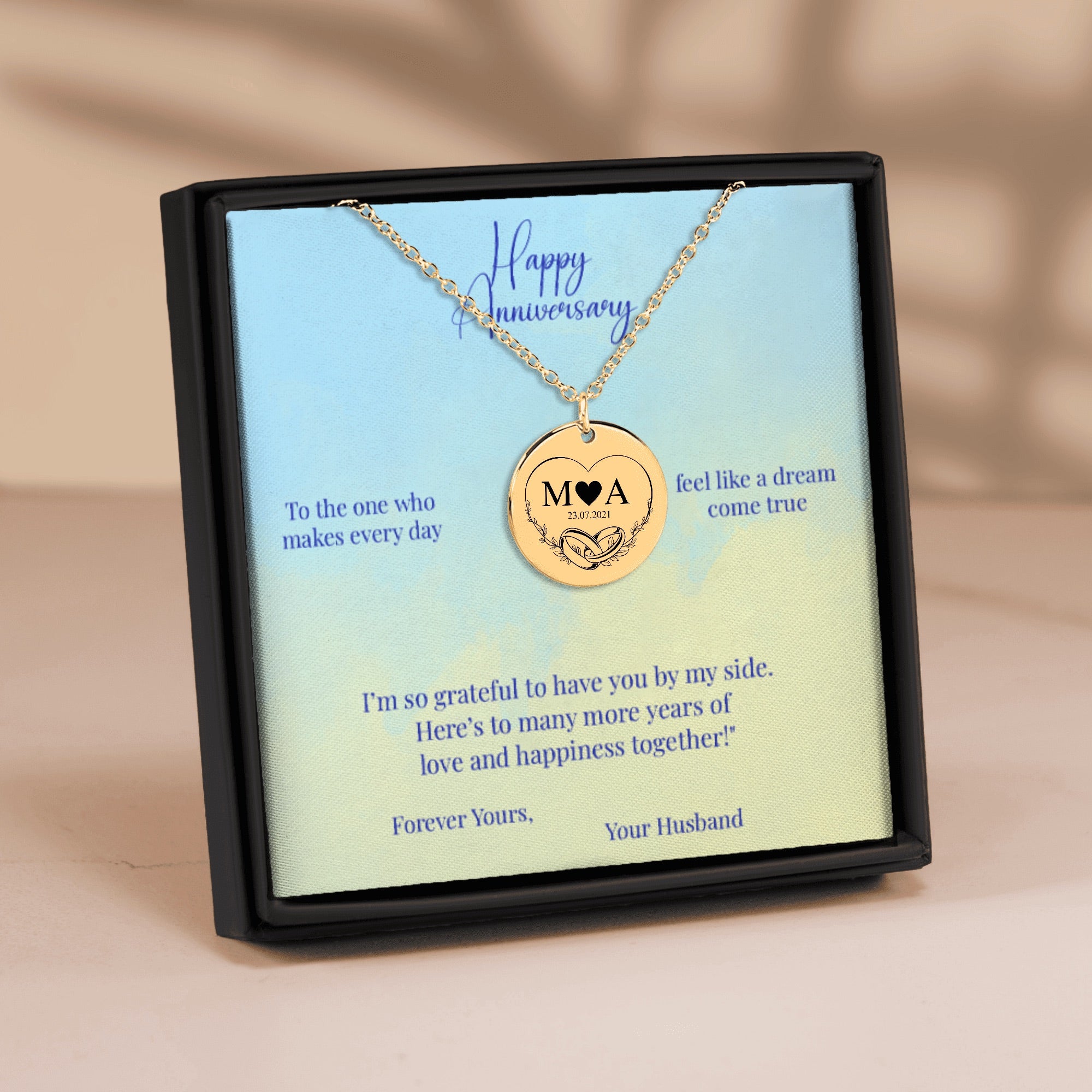 Eternal Love Initials Necklace— Personalized Pendant in Gold, Rose Gold, or Silver — Custom Engraved Keepsake Gift