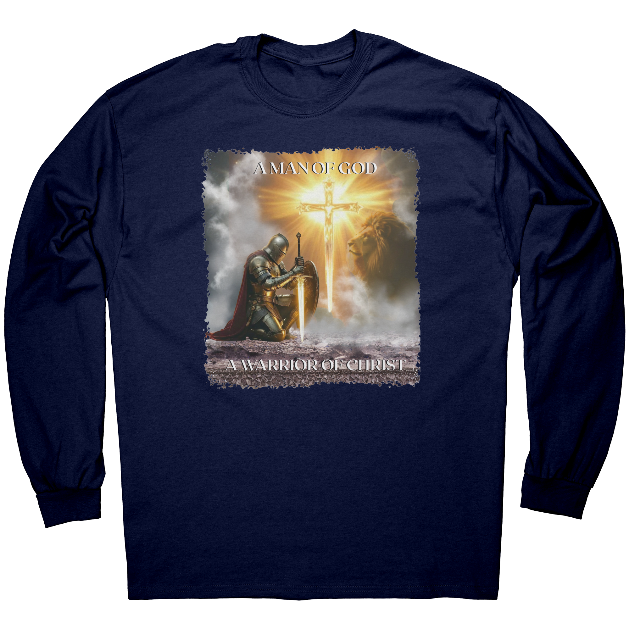 Religious Knight Shirt, Christian Warrior Tee, Inspirational Gift, Long Sleeve Faith Top, Spiritual Armor, Christian Apparel