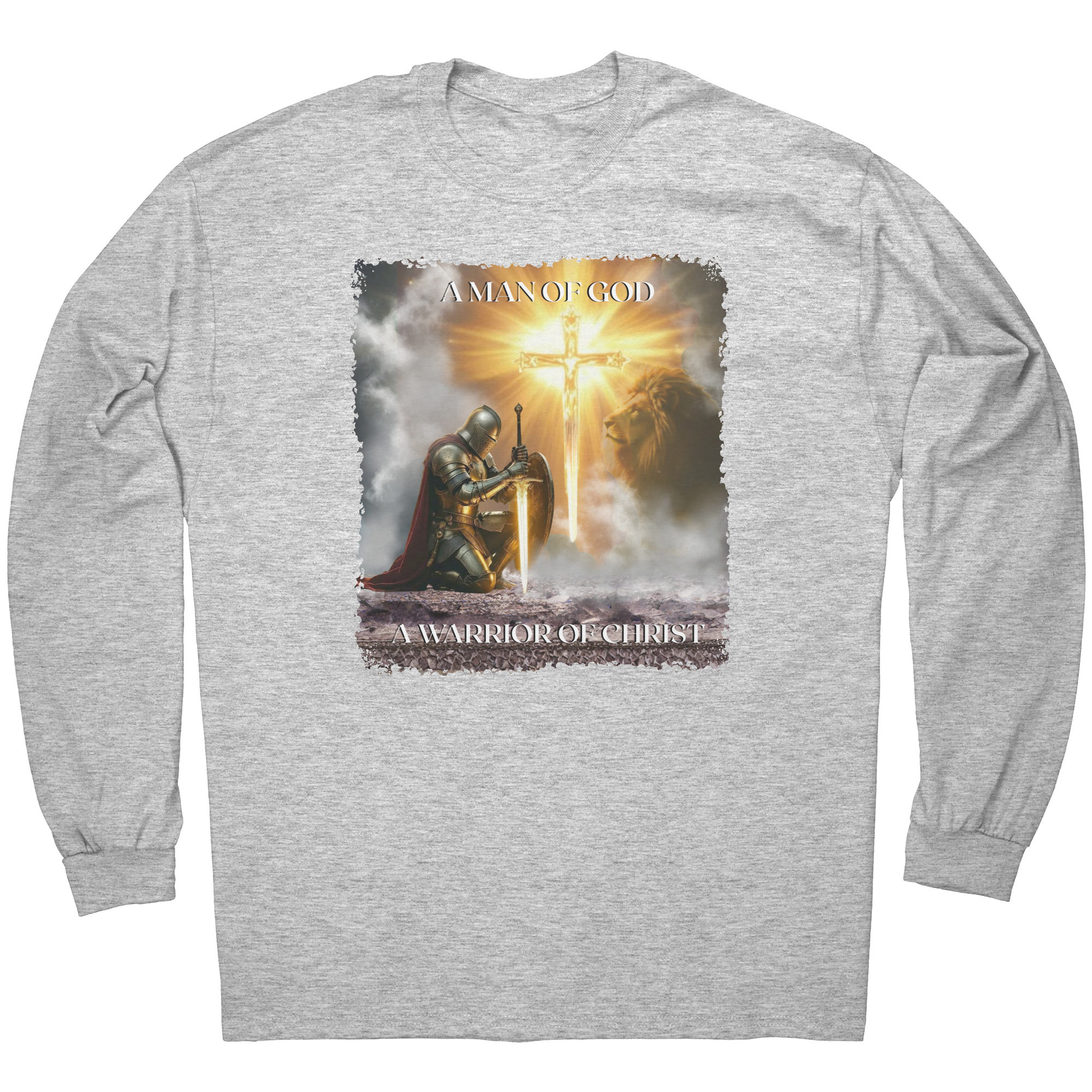 Religious Knight Shirt, Christian Warrior Tee, Inspirational Gift, Long Sleeve Faith Top, Spiritual Armor, Christian Apparel