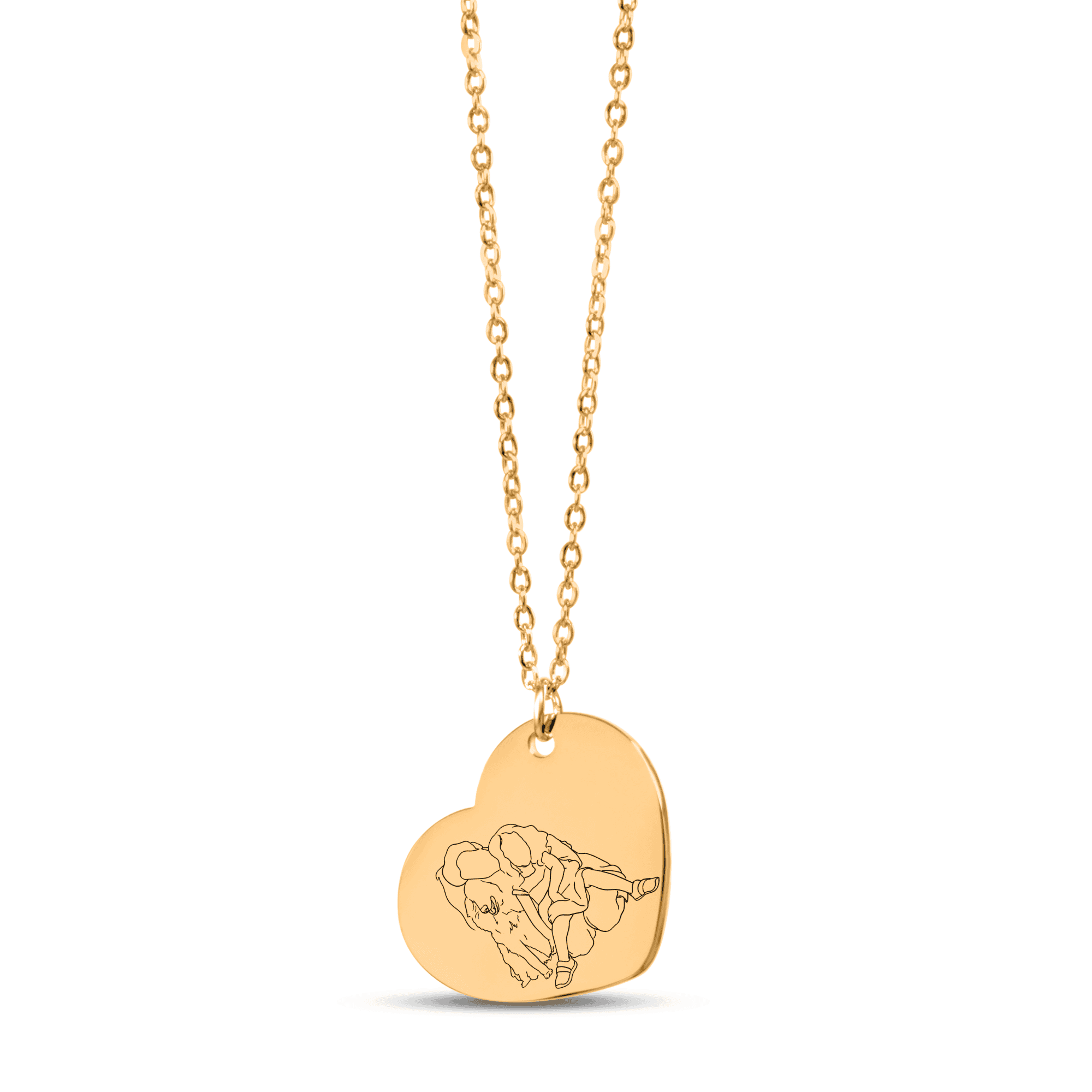 Line Art Portrait Heart Necklace—Personalized Message Card—Custom Engraved Jewelry—Anniversary Keepsake