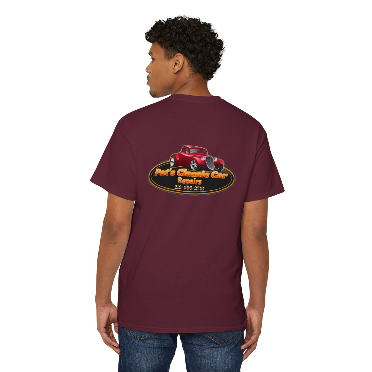 Unisex Heavy Cotton Pocket Tee, Personalized, Pat's Classic Car Repairs