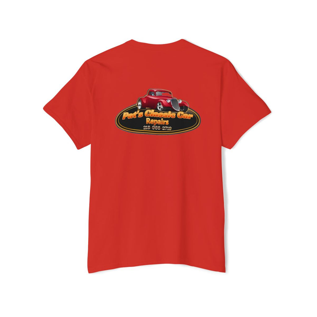 Unisex Heavy Cotton Pocket Tee, Personalized, Pat's Classic Car Repairs