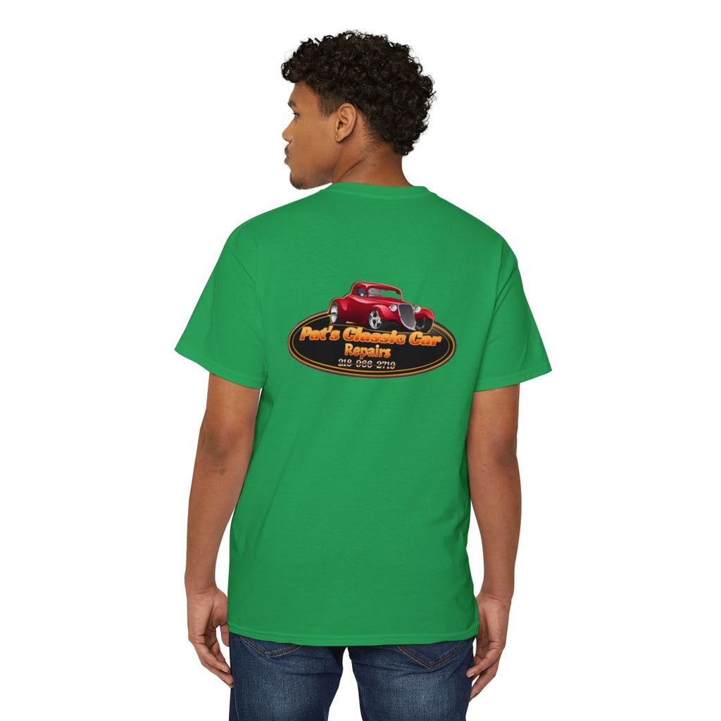 Unisex Heavy Cotton Pocket Tee, Personalized, Pat's Classic Car Repairs