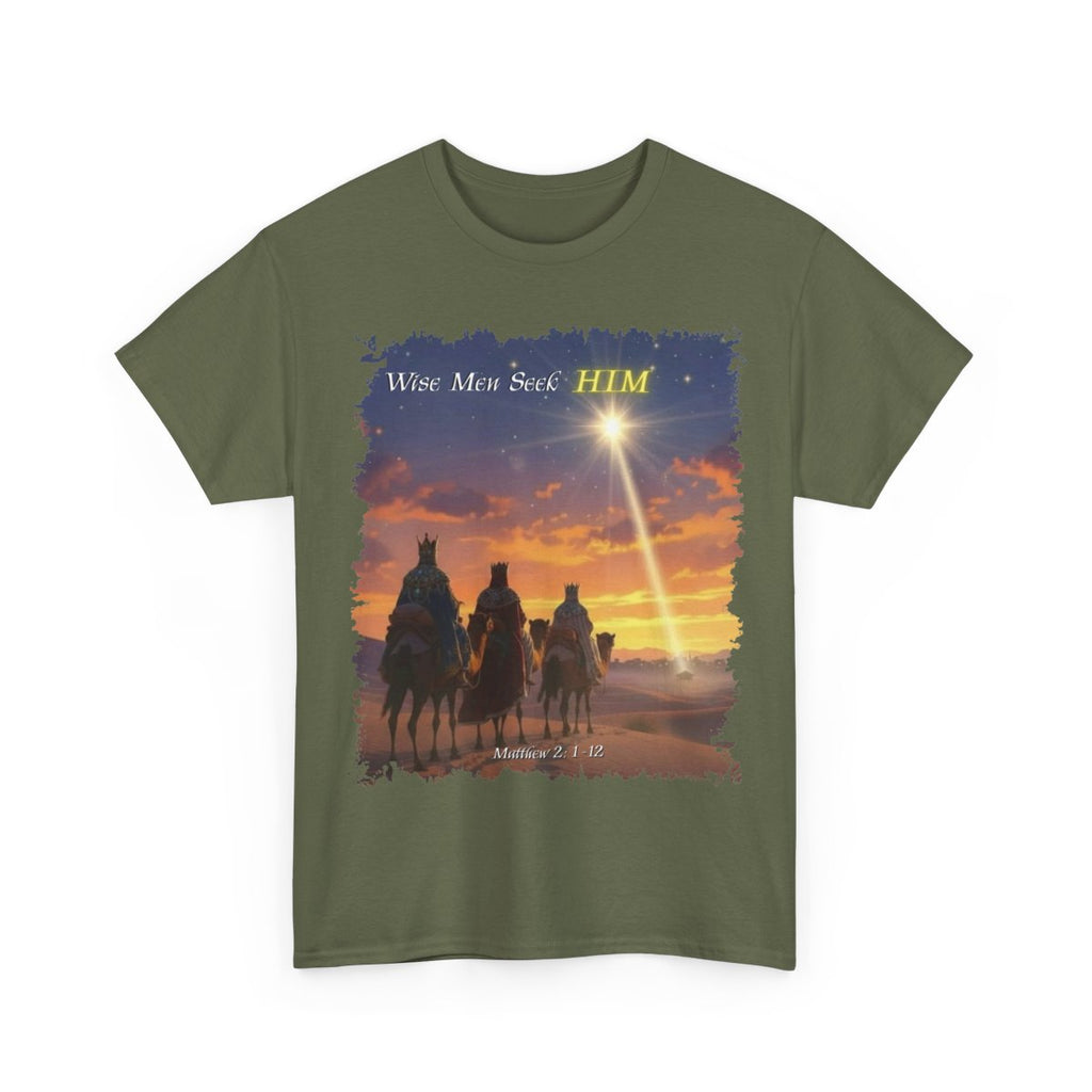 Unisex Heavy Cotton Tee, Wise Men Holiday Design, Customizable T-Shirt, Perfect for Everyday Wear, Custom Printing, Gift for Him or Her