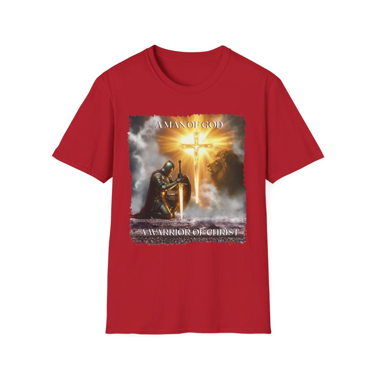 Christian Warrior Gift, Faith-Based Graphic Tee, Knight T-Shirt, Religious Apparel, Men's Cotton Top, Inspirational Clothing