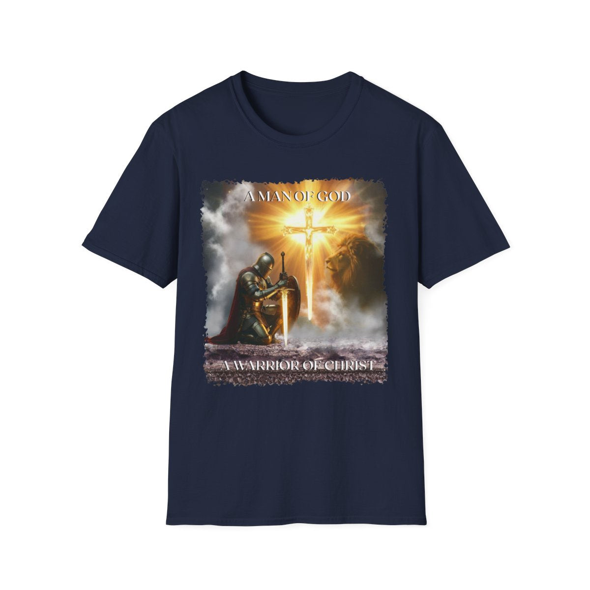 Christian Warrior Gift, Faith-Based Graphic Tee, Knight T-Shirt, Religious Apparel, Men's Cotton Top, Inspirational Clothing