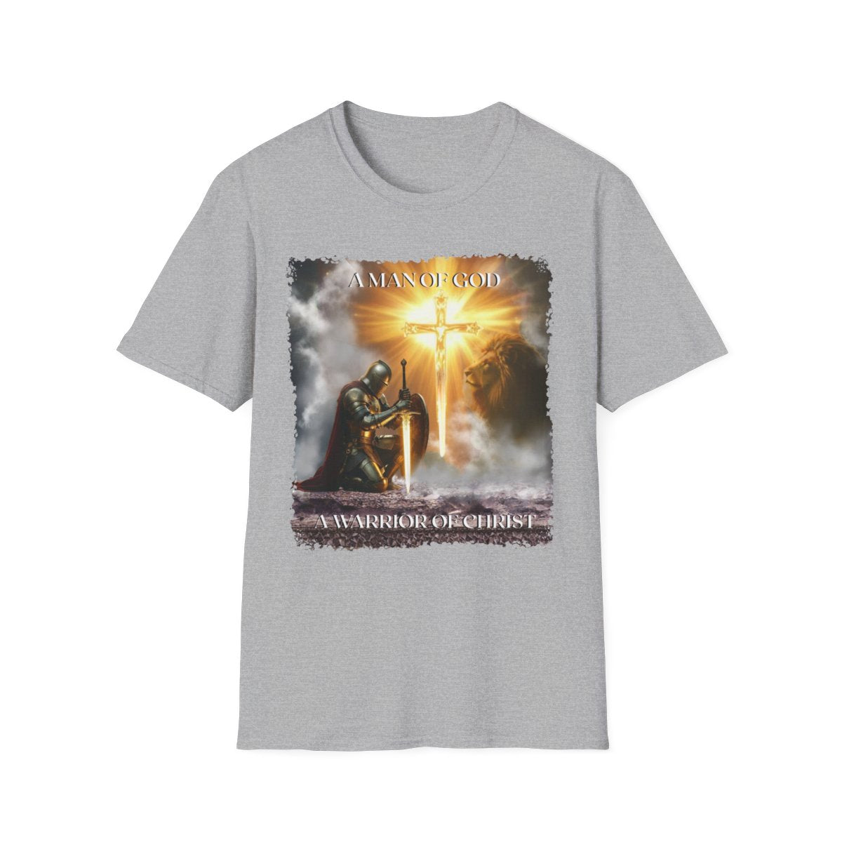 Christian Warrior Gift, Faith-Based Graphic Tee, Knight T-Shirt, Religious Apparel, Men's Cotton Top, Inspirational Clothing