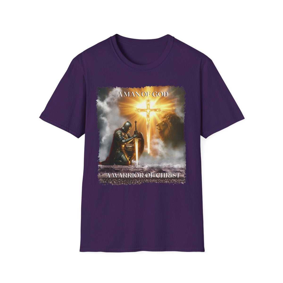 Christian Warrior Gift, Faith-Based Graphic Tee, Knight T-Shirt, Religious Apparel, Men's Cotton Top, Inspirational Clothing