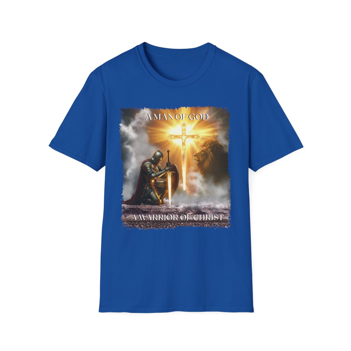 Christian Warrior Gift, Faith-Based Graphic Tee, Knight T-Shirt, Religious Apparel, Men's Cotton Top, Inspirational Clothing