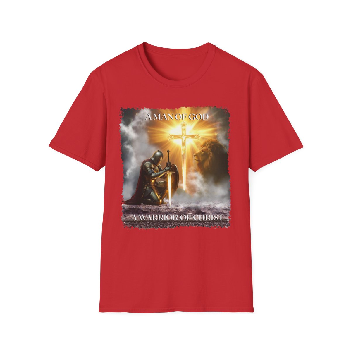 Christian Warrior Gift, Faith-Based Graphic Tee, Knight T-Shirt, Religious Apparel, Men's Cotton Top, Inspirational Clothing