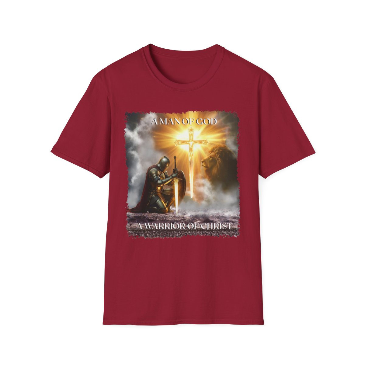 Christian Warrior Gift, Faith-Based Graphic Tee, Knight T-Shirt, Religious Apparel, Men's Cotton Top, Inspirational Clothing